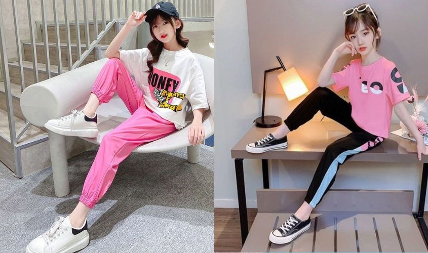 Quần dài phối với áo họa tiết