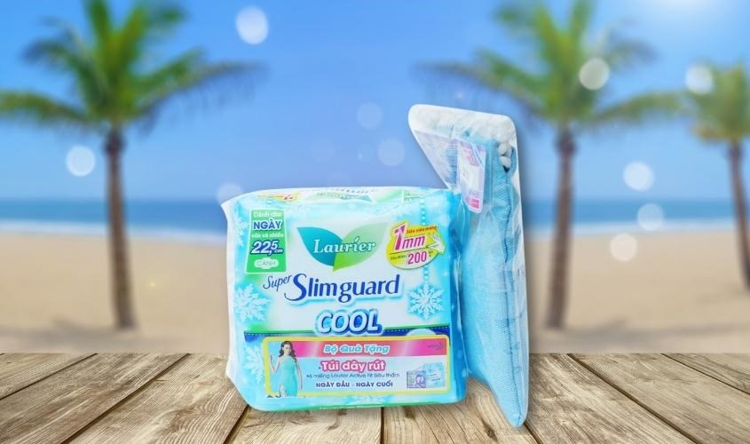 Băng vệ sinh ban ngày Laurier Super Slimguard Cool kiểm soát mùi có cánh 16 miếng