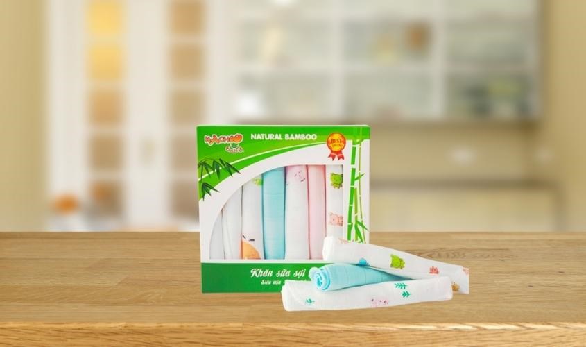 8 khăn sữa sợi tre KACHOOBABY 2 lớp 30x30 cm - Màu ngẫu nhiên