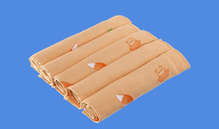 5 khăn sữa cotton Dobby Lullaby NH637P 4 lớp 30x30 cm - Màu cam