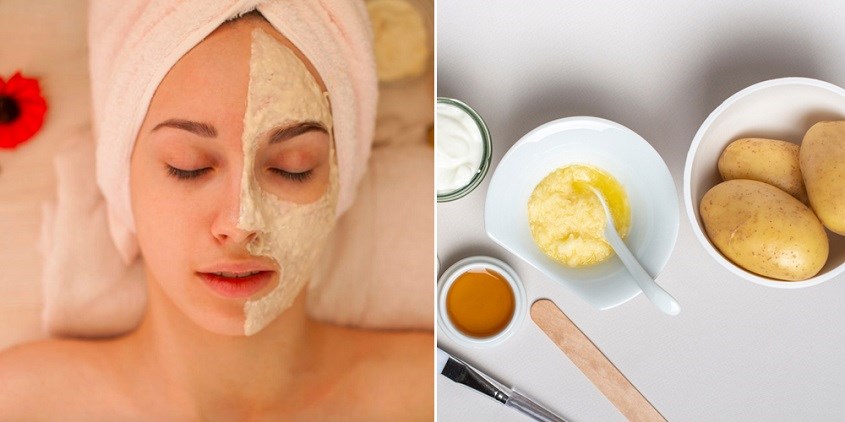Mật ong và khoai tây kết hợp sẽ giúp đẩy mụn nhanh, làm sạch da