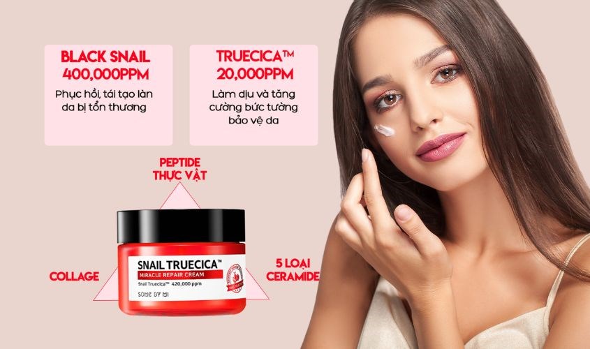 Kem dưỡng ẩm phục hồi da chiết xuất Ốc Sên Some By Mi Truecica Miracle Repair 60g