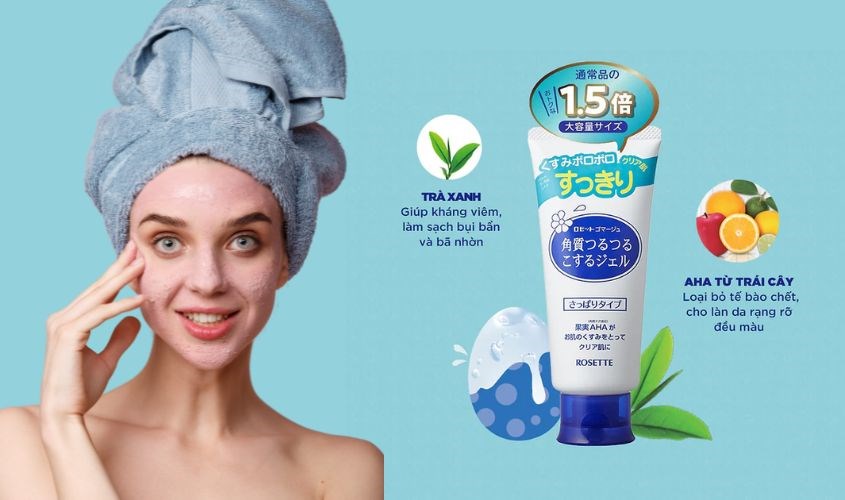 Gel tẩy tế bào chết da mặt dành cho mọi loại da Rosette AHA 180g