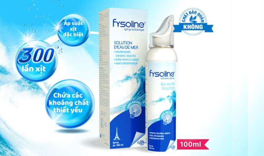 Xịt mũi vệ sinh mũi Fysoline isotonic spray 100 ml (hộp chứa một bình xịt 100 ml)