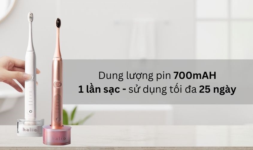 Dung lượng pin của bàn chải điện Halio