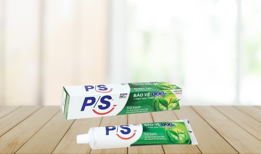 Kem đánh răng từ 6 tuổi P/S bảo vệ 123 tinh hoa thiên nhiên hương trà xanh 240g
