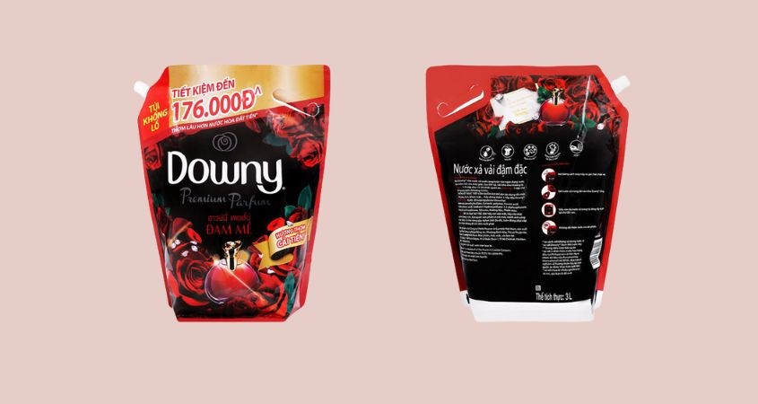 Nước xả Downy Đam Mê hương hoa dâu Lingon, hoa lan trắng túi 3 lít