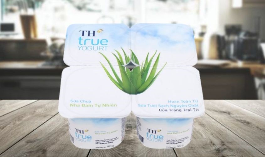 Lốc 4 hộp sữa chua trái cây TH true YOGURT vị nha đam 100g