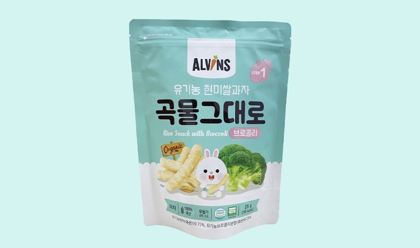 Bánh gạo lứt ăn dặm hữu cơ Alvins vị bông cải xanh gói 25g