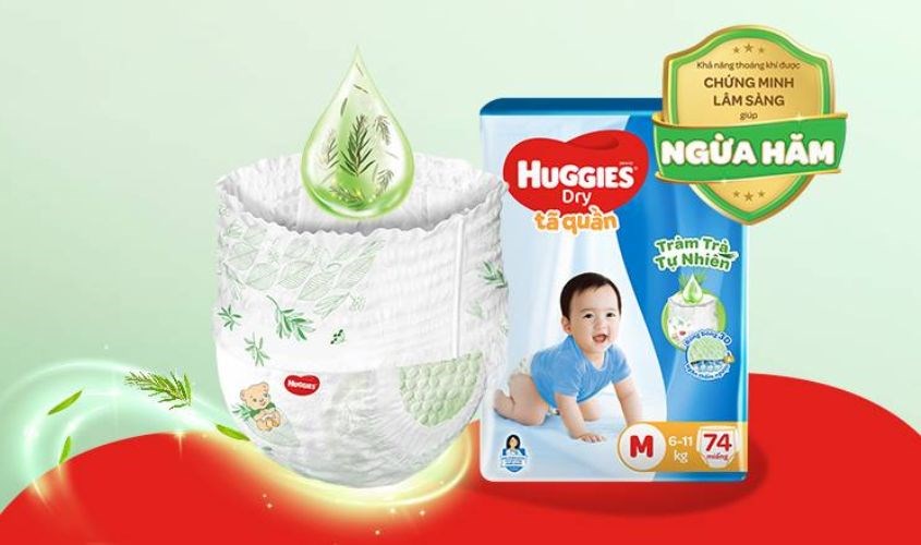 Tã quần Huggies Dry cực đại size M 84 miếng (6 - 11 kg)