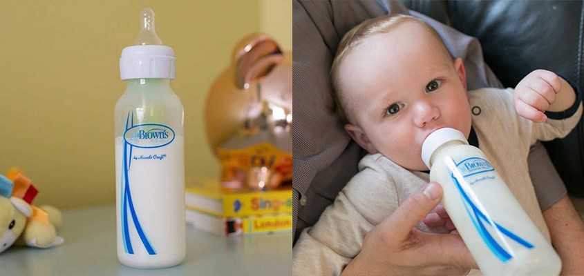 Khi cho bé dùng bình sữa Dr.Brown