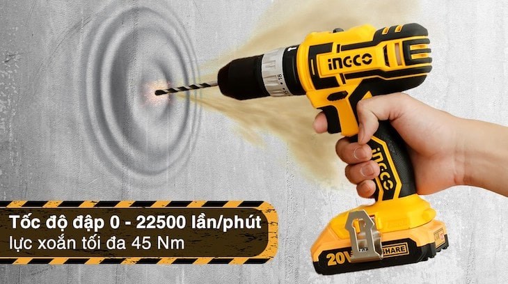 Máy khoan búa pin Ingco CIDLI2002 20V với động cơ mạnh mẽ giúp thực hiện các thao tác một cách nhanh chóng đang được bán với giá 2.016.000 đồng (giá cập nhật 10/01/2023, có thể thay đổi theo thời gian)