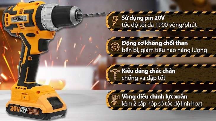Máy khoan búa pin Ingco CIDLI20608 20V (2 pin) công suất cao, động cơ chổi than mạnh mẽ với giá 1.071.000 đồng (giá cập nhật vào 01/2023, có thể thay đổi theo thời gian)
