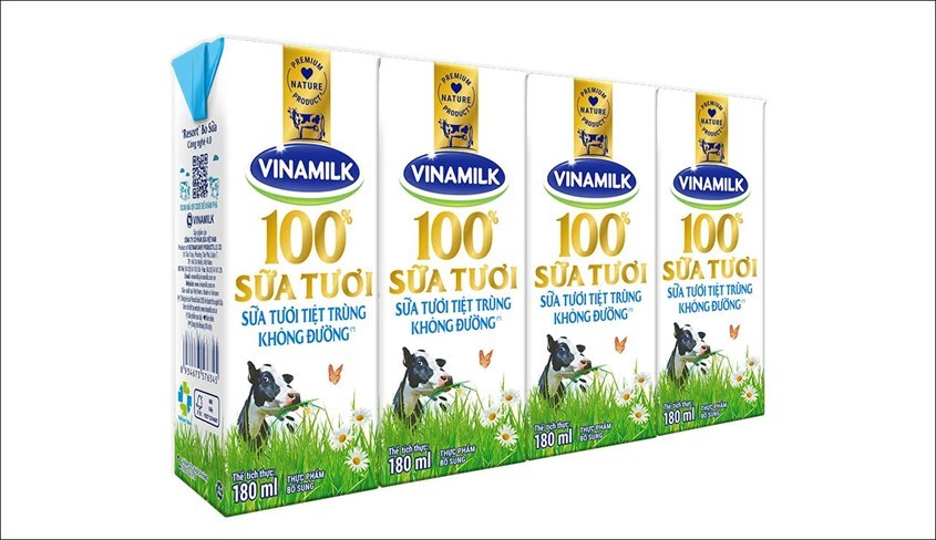 Lốc 4 hộp sữa tươi Vinamilk không đường 180 ml[