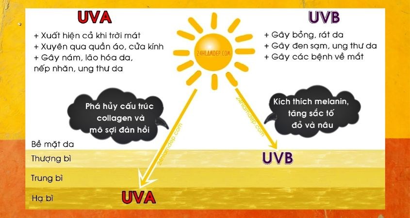 Tác hại của tia UVA và tia UVB