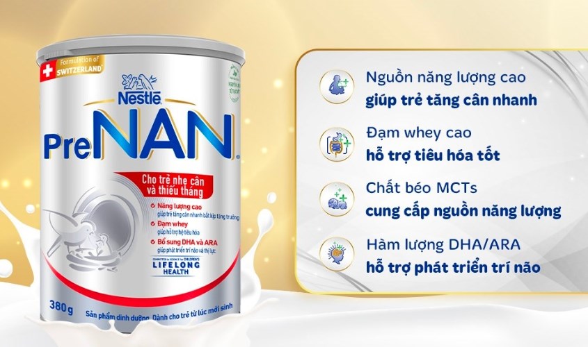 Sữa bột PreNAN 380g (trẻ sơ sinh) dành cho trẻ nhẹ cân, thiếu tháng
