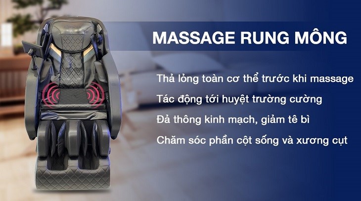 Chế độ rung mông trên ghế massage Fuji Care FC 999 giúp đả thông kinh mạch và cải thiện các vấn đề về cột sống