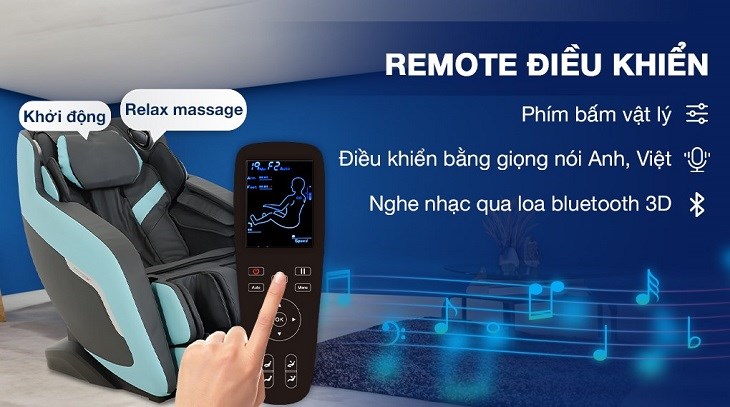 Ghế massage Poongsan MCP-151 sở hữu remote tiếng Việt với các phím bấm tiện lợi, giúp việc điều khiển trở nên dễ dàng hơn