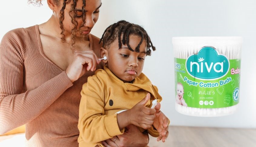 Tăm bông cho bé Niva đầu tròn hộp 400 cây