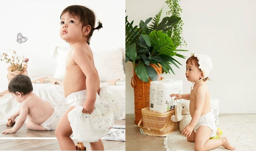 Bỉm Momo Rabbit được làm từ chất liệu vải cotton không dệt 3D