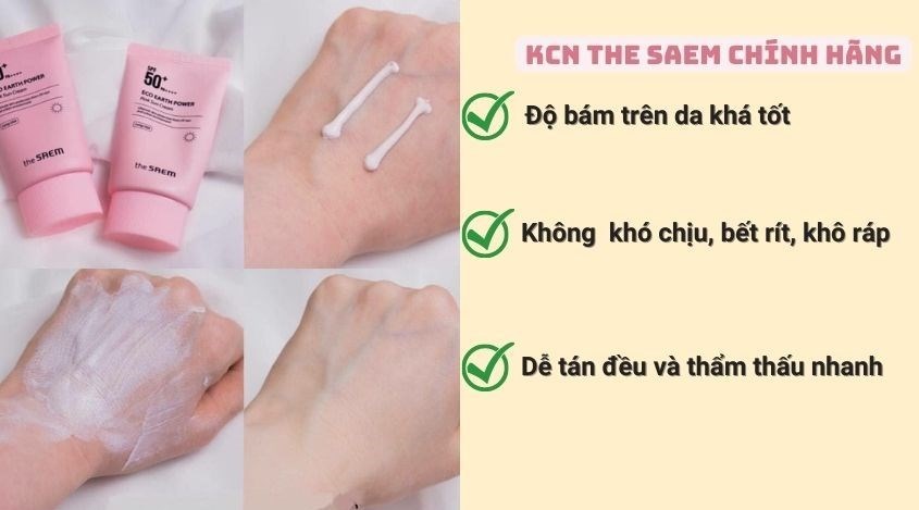 Kem chống nắng the SAEM có khả năng bám tốt và thẩm thấu nhanh qua da