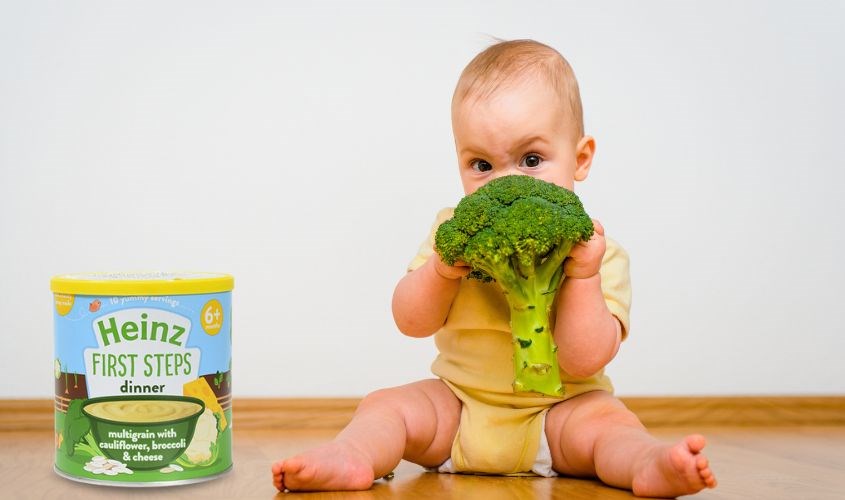 Bột ăn dặm Heinz bột ngũ cốc, súp lơ, bông cải và phô mai lon 200g Bột ăn dặm Heinz bột ngũ cốc, súp lơ, bông cải và phô mai lon 200g