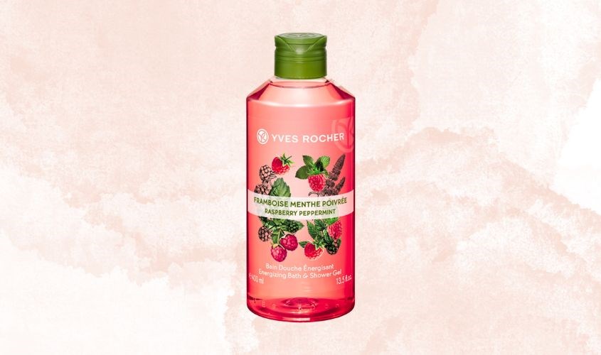 Sữa tắm Yves Rocher Raspberry Peppermint – Sự kết hợp giữa hương Mâm xôi đỏ và lá Bạc hà giúp thư giãn tâm trí 