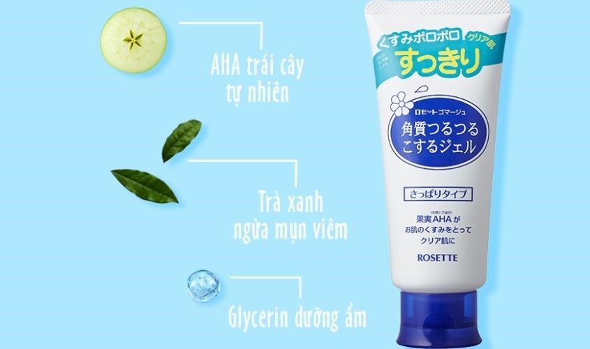 Gel tẩy tế bào chết da mặt dành cho mọi loại da Rosette AHA 180g