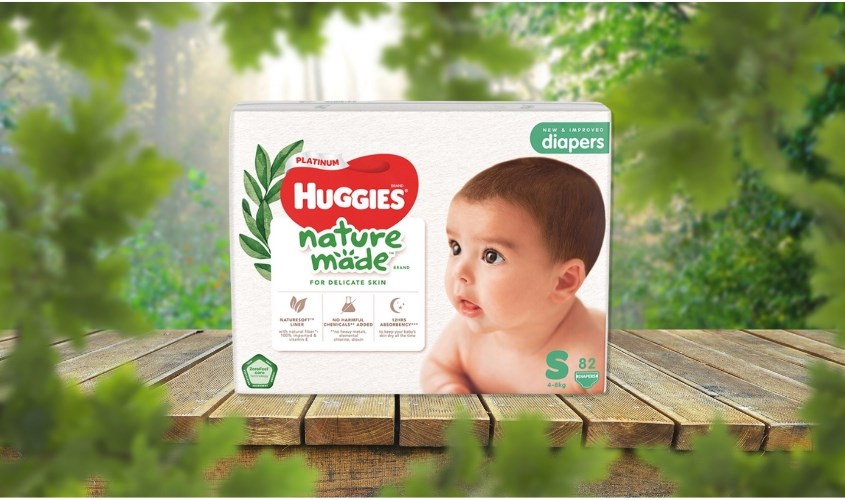 Tã dán Huggies Platinum nature made siêu cao cấp size S 82 miếng (4 - 8 kg)