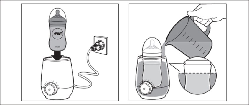 Cho nước vào khoang máy hâm sữa khoảng 120ml - 150 ml