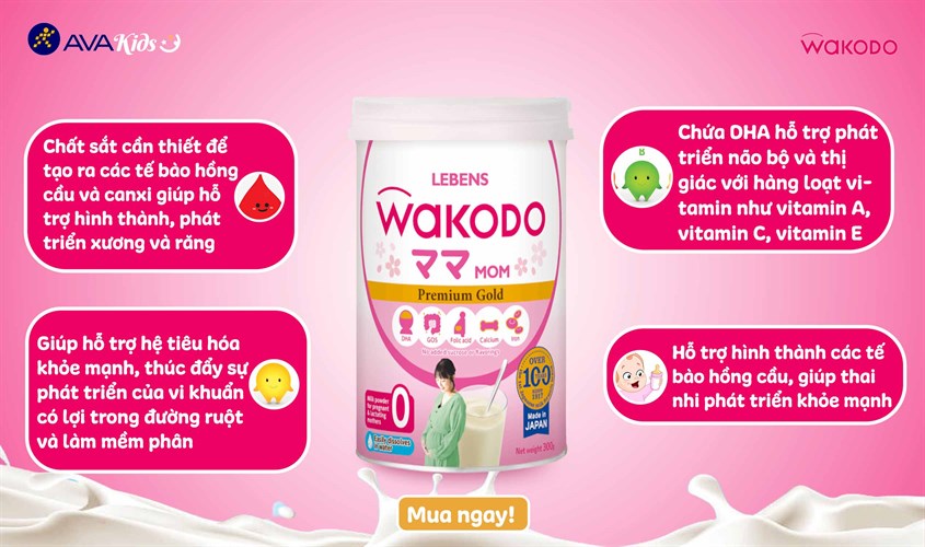 Sữa bầu Wakodo Mom 830g đã được viết lại sáng tạo.