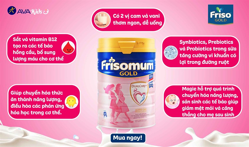 Frisomum Gold hương cam 900g là sữa bầu có thể sử dụng.