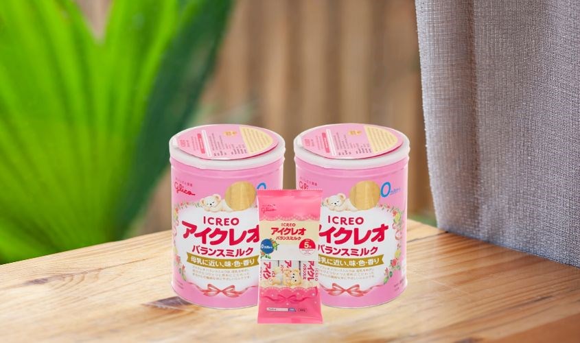 Combo 2 hộp sữa bột Glico Icreo số 0 800g (0 - 12 tháng) - kèm 5 thanh số 0