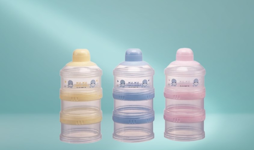 Hộp chia sữa 3 ngăn bằng nhựa PP KuKu KU5318 - Màu ngẫu nhiên