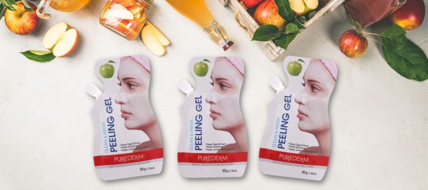Gel tẩy tế bào chết da mặt Purederm Clean & Fresh Peeling chiết xuất Táo 50g