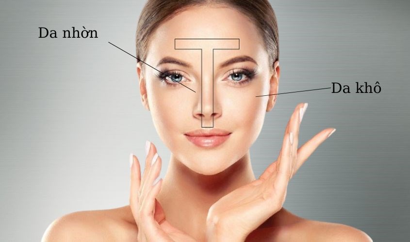 Da hỗn hợp thiên dầu là sự kết hợp giữa hai loại da khô và da dầu nhờn