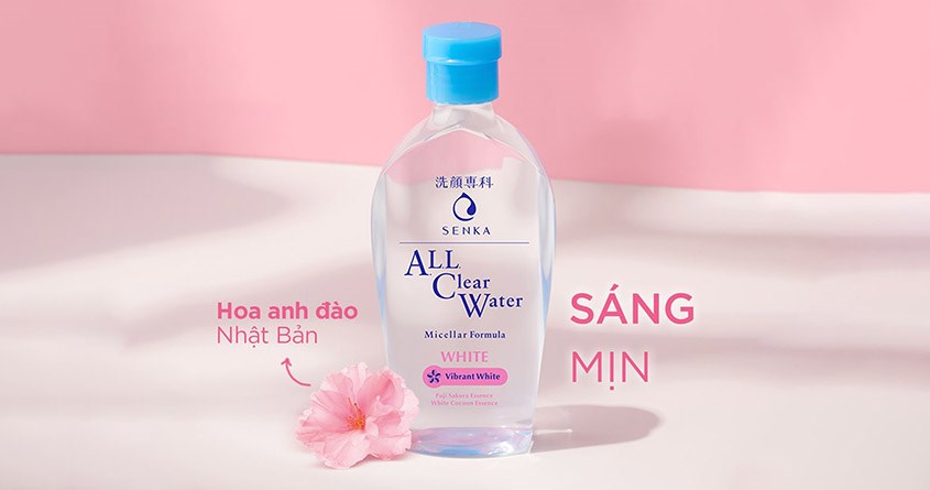 Nước tẩy trang dưỡng trắng Senka All Clear Water Micellar Formula White 230 ml