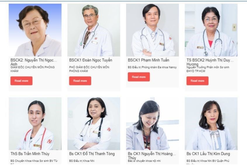 Các bác sĩ tại phòng khám nhi Nancy giàu kinh nghiệm Đội ngũ bác sĩ tại phòng khám nhi Nancy