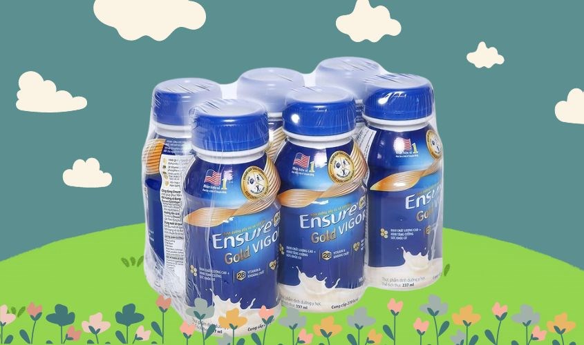 Lốc 6 chai sữa bột pha sẵn Ensure Gold Vigor hương vani 237 ml
