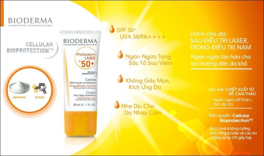 Kem chống nắng Bioderma Photoderm Laser SPF 50+ đặc biệt an toàn cho da