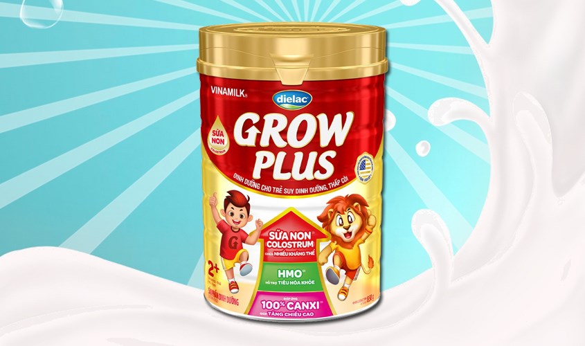 Sữa bột Dielac Grow Plus 2+ 850g (2 - 10 tuổi) dành cho trẻ suy dinh dưỡng, thấp còi