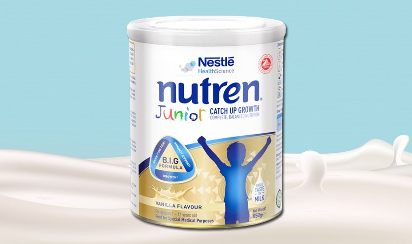 Sữa bột Nutren Junior hương vani 850g (1 - 12 tuổi)