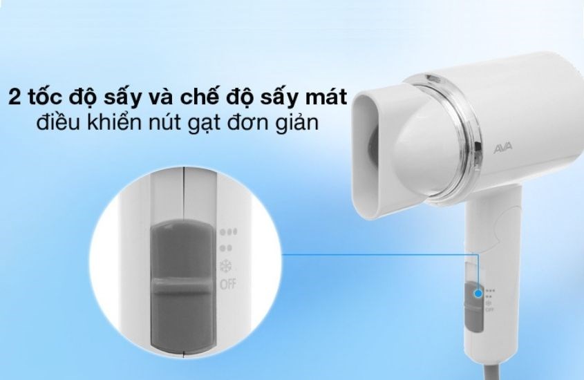 Máy sấy tóc 1100W Ava RCY-7022 có 2 chế độ sấy