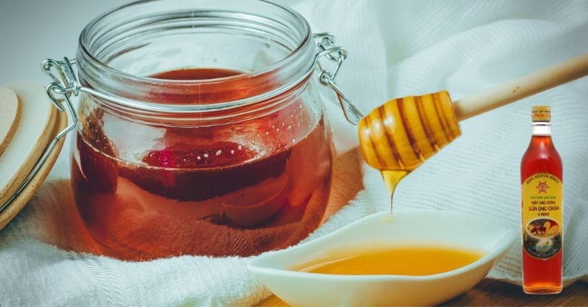 Mật ong rừng nguyên chất pha sữa ong chúa U Minh Xuân Nguyên 500ml Mật ong rừng nguyên chất pha sữa ong chúa U Minh Xuân Nguyên 500ml