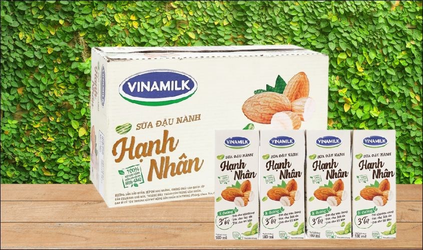 Thùng 48 hộp sữa đậu nành hạnh nhân Vinamilk 180 ml