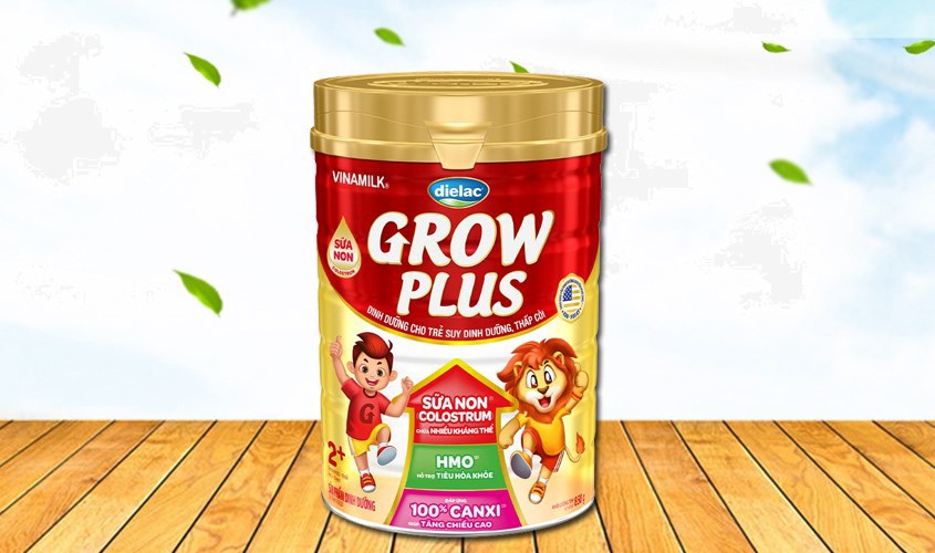 Sữa bột Dielac Grow Plus 2+ 850g (2 - 10 tuổi) dành cho trẻ suy dinh dưỡng, thấp còi