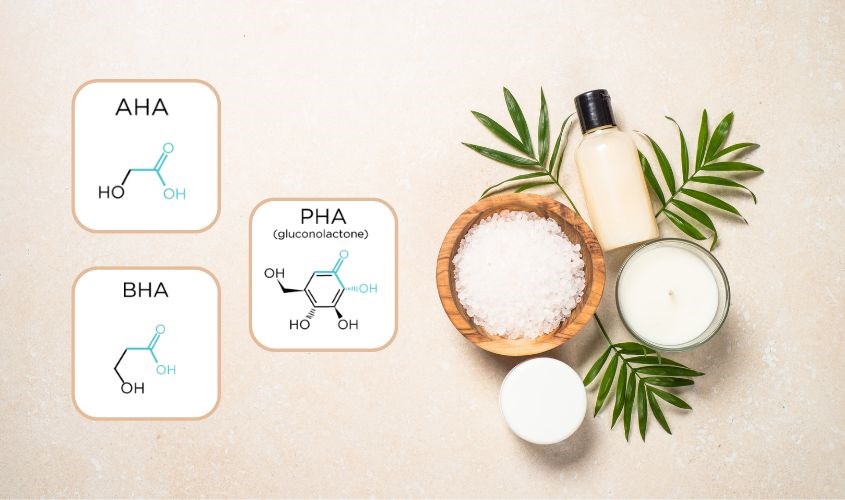 Có 3 loại sản phẩm tẩy da chết là AHA, BHA và PHA