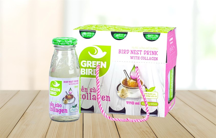 Lốc 6 chai nước yến sào collagen Green Bird 185 ml