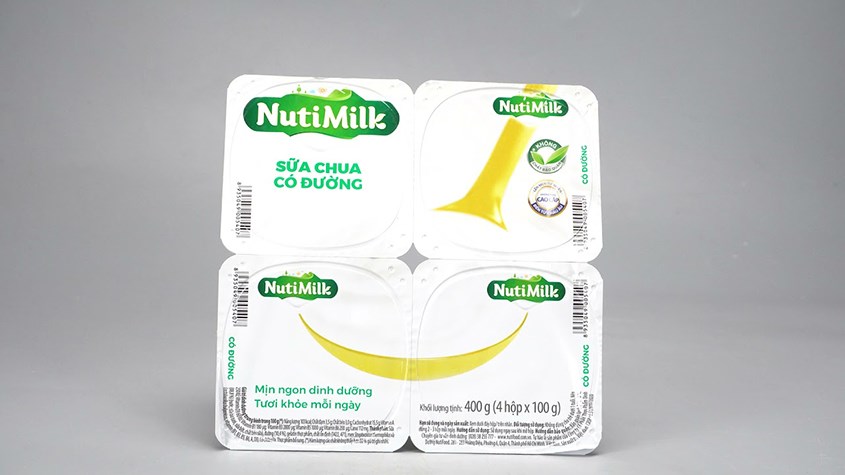 Lốc 4 hộp sữa chua có đường Nutimilk 100g