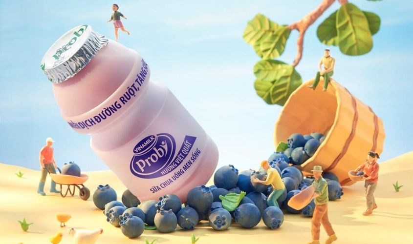 Lốc 5 chai sữa chua uống men sống Vinamilk Probi vị việt quất 65 ml